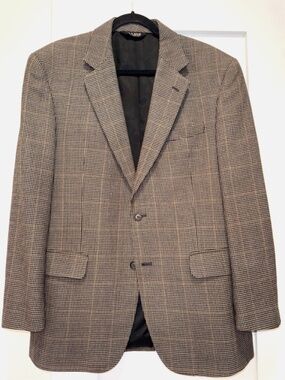 Jos A Bank Blazer Men's Sz 42R Regal Fit Houndstooth Plaid Silk Wool Sport Coat